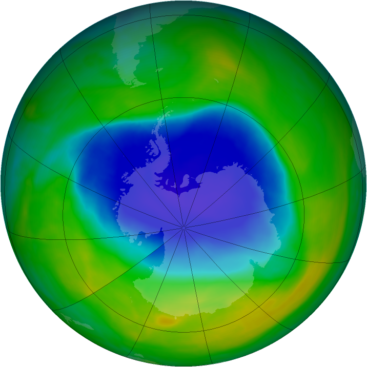 Antarctic ozone map for 21 November 2007